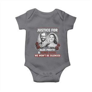 Justice for Alex Pretti and Renee Good Baby Onesie We Won’t Be Silenced Minnesota Resistance Protest TS02 Charcoal Print Your Wear