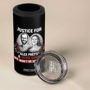 Justice for Alex Pretti and Renee Good 4 in 1 Can Cooler Tumbler We Won’t Be Silenced Minnesota Resistance Protest TS02 Print Your Wear