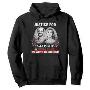 Justice for Alex Pretti and Renee Good Hoodie We Won’t Be Silenced Minnesota Resistance Protest TS02 Black Print Your Wear