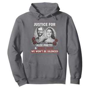Justice for Alex Pretti and Renee Good Hoodie We Won’t Be Silenced Minnesota Resistance Protest TS02 Charcoal Print Your Wear