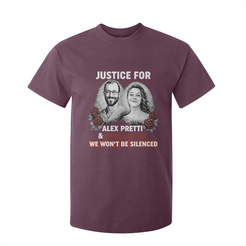 Justice for Alex Pretti and Renee Good T Shirt For Kid We Won’t Be Silenced Minnesota Resistance Protest TS02 Maroon Print Your Wear