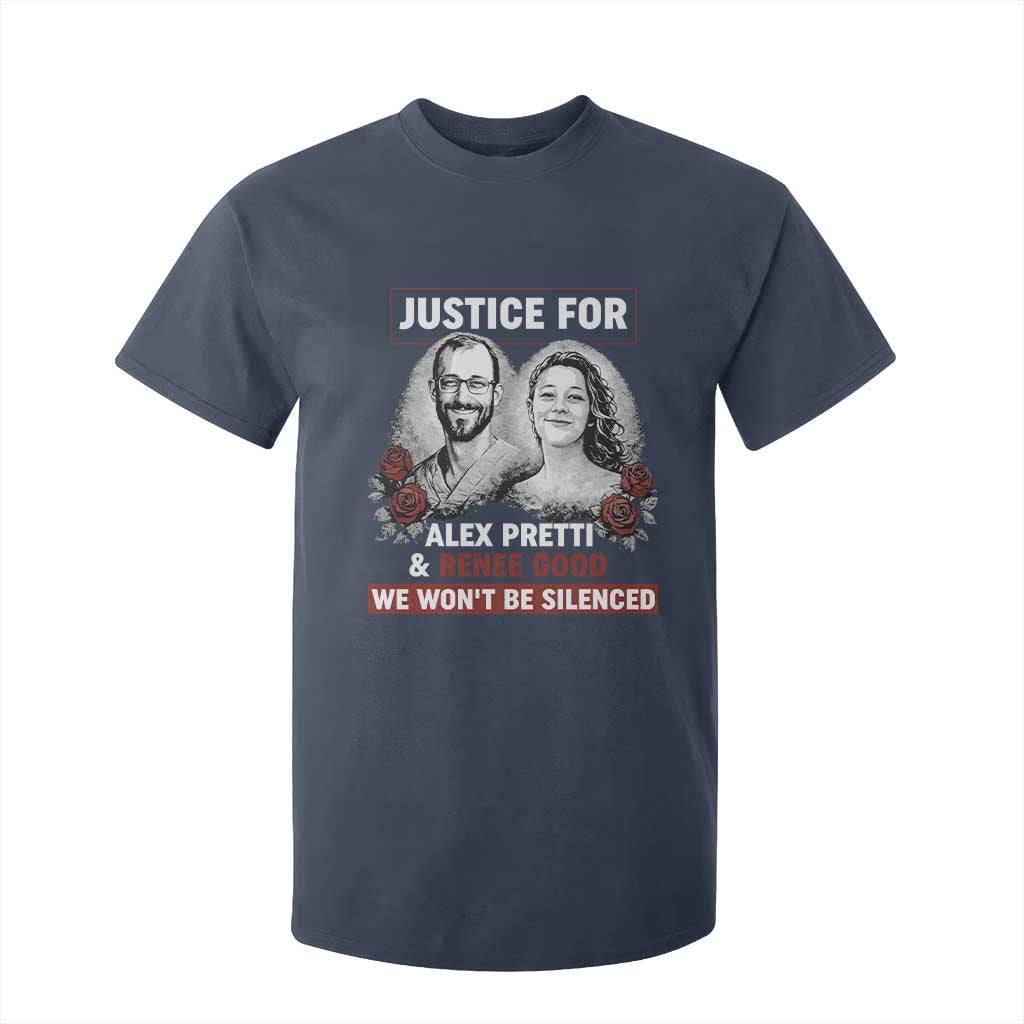 Justice for Alex Pretti and Renee Good T Shirt For Kid We Won’t Be Silenced Minnesota Resistance Protest TS02 Navy Print Your Wear