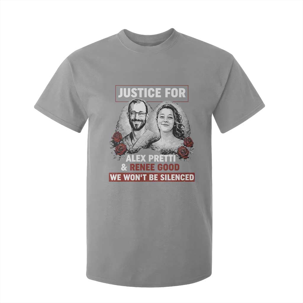 Justice for Alex Pretti and Renee Good T Shirt For Kid We Won’t Be Silenced Minnesota Resistance Protest TS02 Sport Gray Print Your Wear