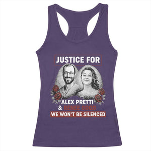 Justice for Alex Pretti and Renee Good Racerback Tank Top We Won’t Be Silenced Minnesota Resistance Protest TS02 Purple Print Your Wear