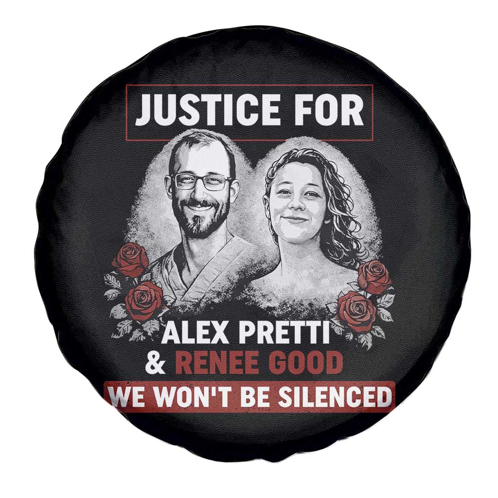 Justice for Alex Pretti and Renee Good Spare Tire Cover We Won’t Be Silenced Minnesota Resistance Protest TS02 Print Your Wear