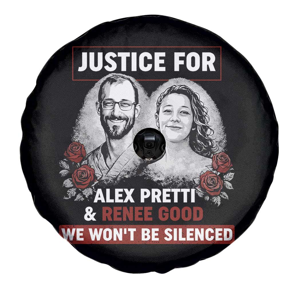 Justice for Alex Pretti and Renee Good Spare Tire Cover We Won’t Be Silenced Minnesota Resistance Protest TS02 Print Your Wear
