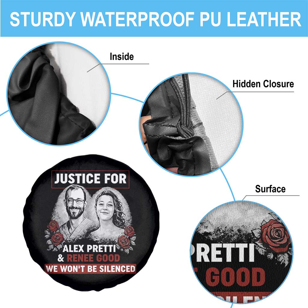 Justice for Alex Pretti and Renee Good Spare Tire Cover We Won’t Be Silenced Minnesota Resistance Protest TS02 Print Your Wear