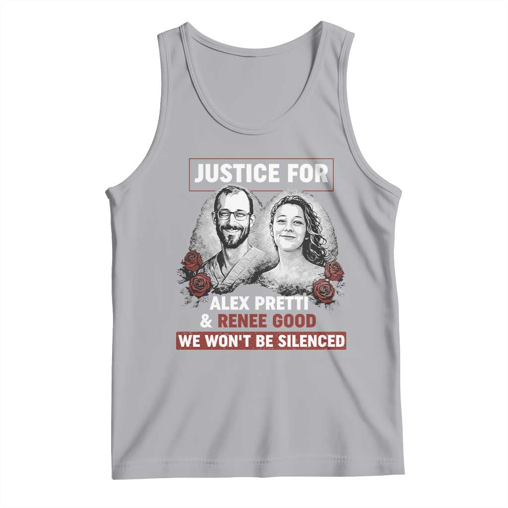 Justice for Alex Pretti and Renee Good Tank Top We Won’t Be Silenced Minnesota Resistance Protest TS02 Athletic Heather Print Your Wear