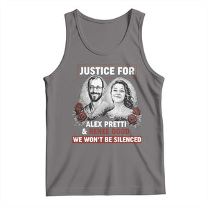 Justice for Alex Pretti and Renee Good Tank Top We Won’t Be Silenced Minnesota Resistance Protest TS02 Deep Heather Print Your Wear