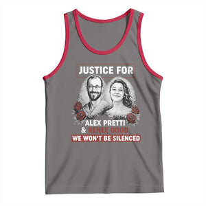 Justice for Alex Pretti and Renee Good Tank Top We Won’t Be Silenced Minnesota Resistance Protest TS02 Deep Heather Red Print Your Wear