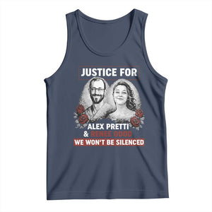 Justice for Alex Pretti and Renee Good Tank Top We Won’t Be Silenced Minnesota Resistance Protest TS02 Navy Print Your Wear