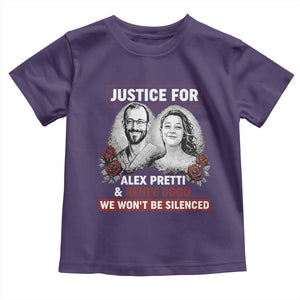 Justice for Alex Pretti and Renee Good Toddler T Shirt We Won’t Be Silenced Minnesota Resistance Protest TS02 Purple Print Your Wear