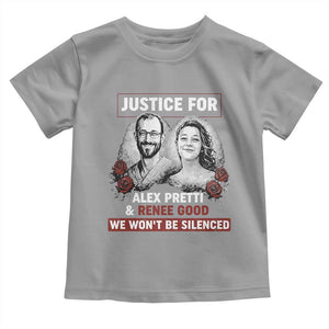 Justice for Alex Pretti and Renee Good Toddler T Shirt We Won’t Be Silenced Minnesota Resistance Protest TS02 Sport Gray Print Your Wear