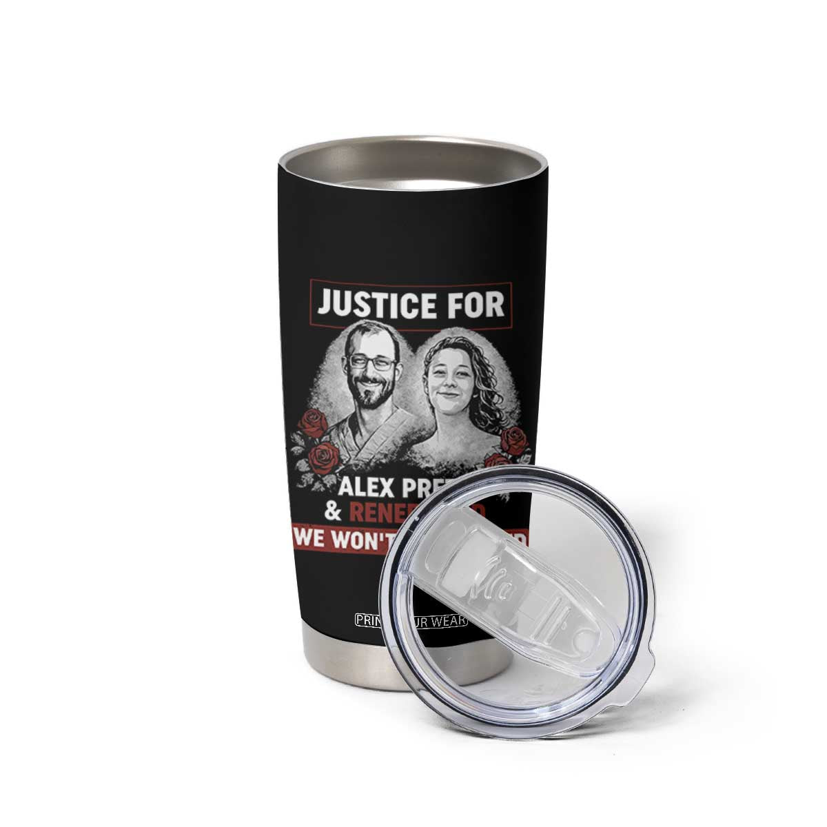 Justice for Alex Pretti and Renee Good Tumbler Cup We Won’t Be Silenced Minnesota Resistance Protest TS02 Print Your Wear