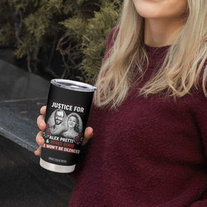 Justice for Alex Pretti and Renee Good Tumbler Cup We Won’t Be Silenced Minnesota Resistance Protest TS02 Print Your Wear