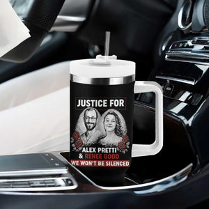 Justice for Alex Pretti and Renee Good Tumbler With Handle We Won’t Be Silenced Minnesota Resistance Protest TS02 Print Your Wear