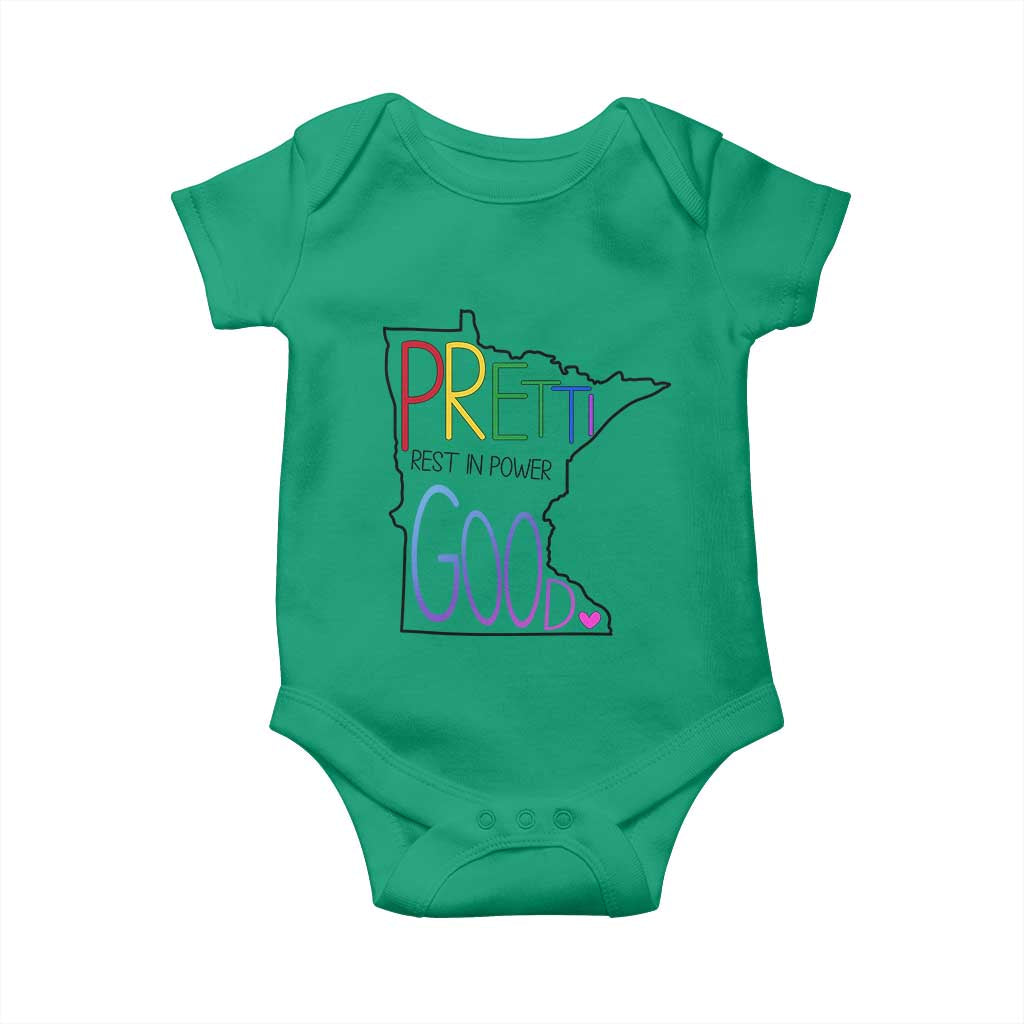 Pretti Good Minnesota Tribute Baby Onesie Rest in Power Rainbow Memorial TS02 Irish Green Print Your Wear