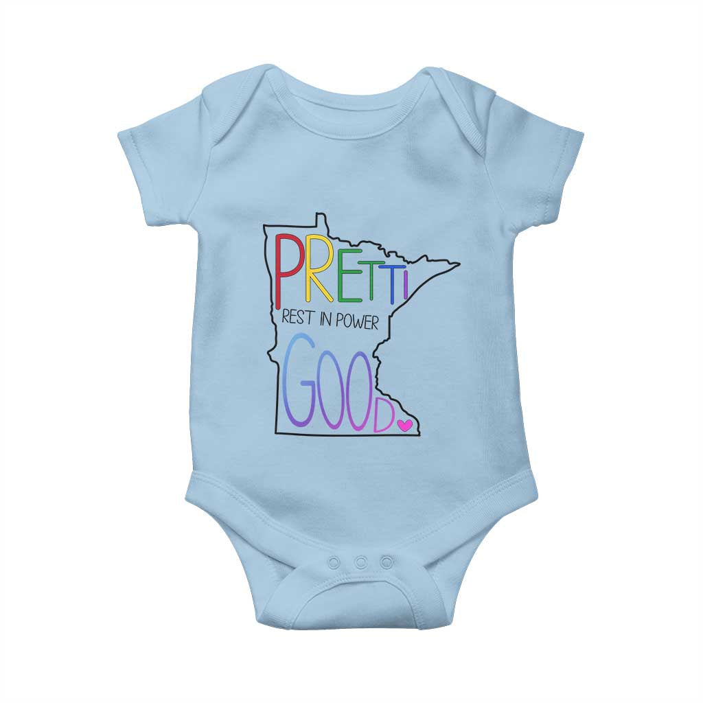 Pretti Good Minnesota Tribute Baby Onesie Rest in Power Rainbow Memorial TS02 Light Blue Print Your Wear