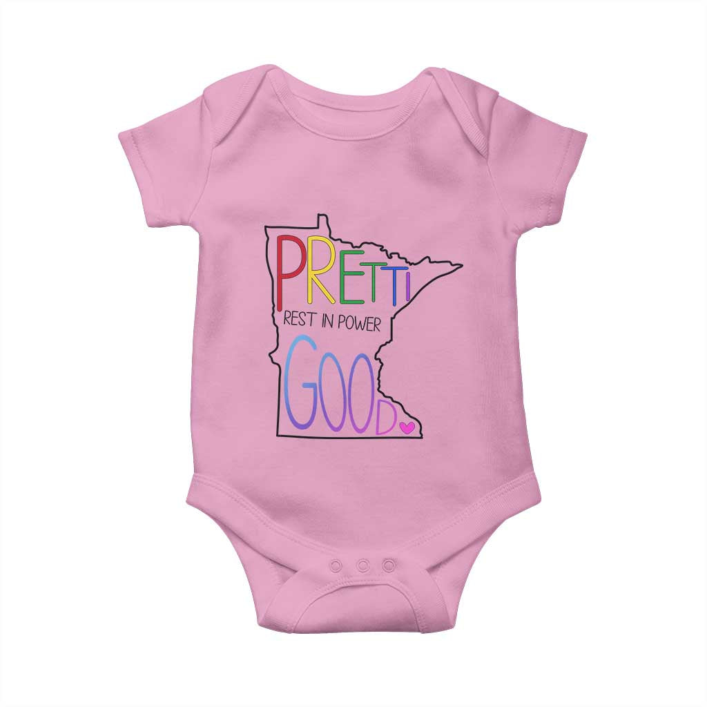 Pretti Good Minnesota Tribute Baby Onesie Rest in Power Rainbow Memorial TS02 Light Pink Print Your Wear