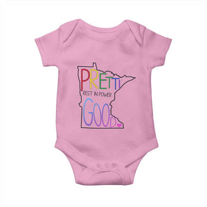 Pretti Good Minnesota Tribute Baby Onesie Rest in Power Rainbow Memorial TS02 Light Pink Print Your Wear