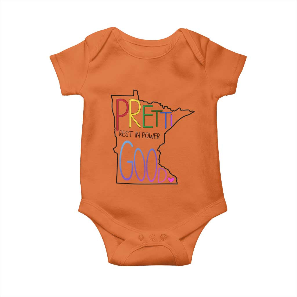 Pretti Good Minnesota Tribute Baby Onesie Rest in Power Rainbow Memorial TS02 Orange Print Your Wear