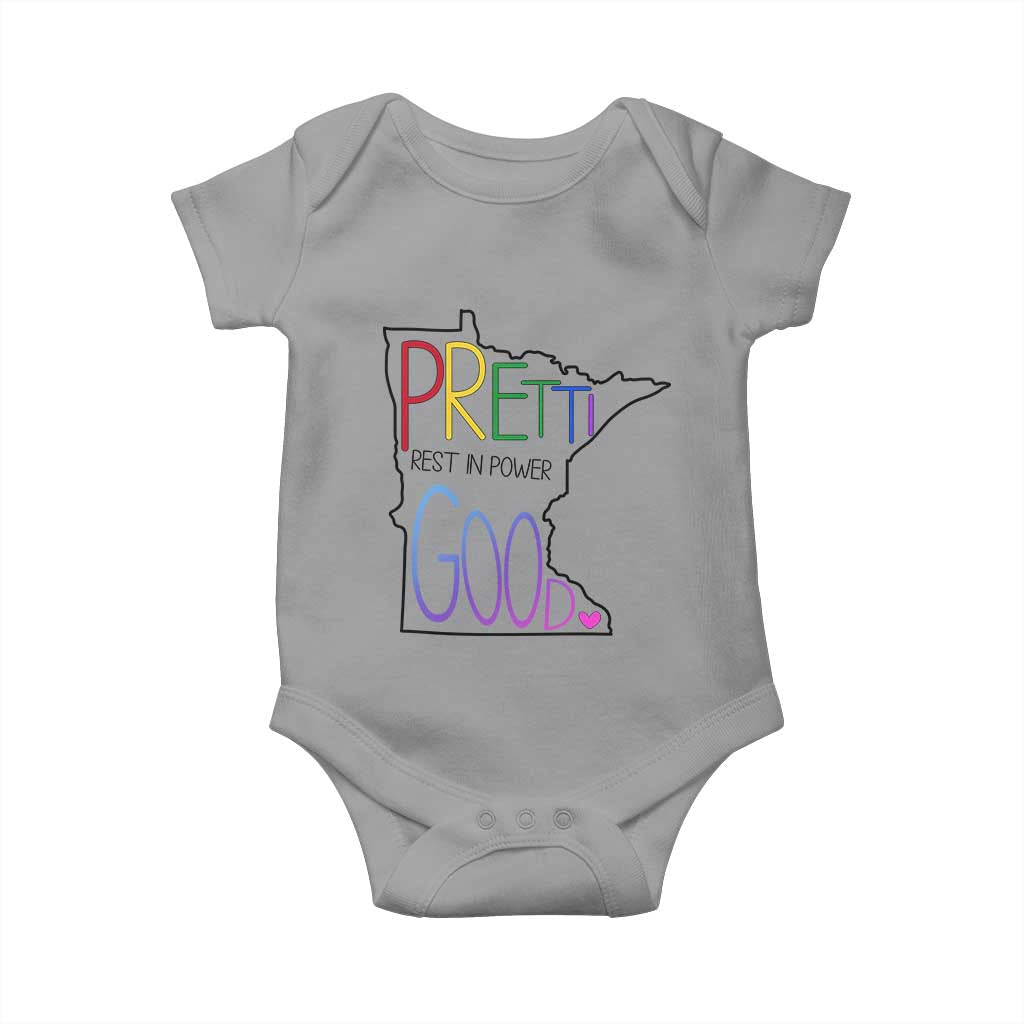 Pretti Good Minnesota Tribute Baby Onesie Rest in Power Rainbow Memorial TS02 Sport Gray Print Your Wear
