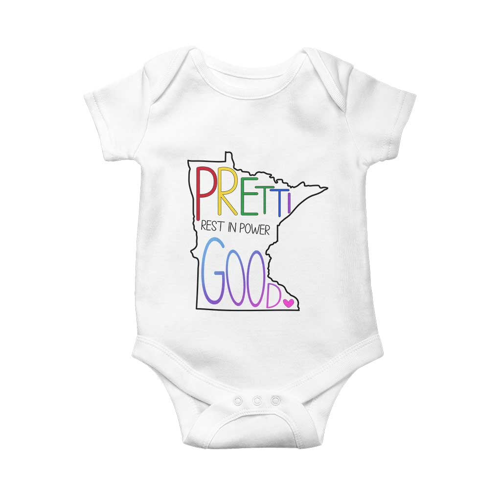 Pretti Good Minnesota Tribute Baby Onesie Rest in Power Rainbow Memorial TS02 White Print Your Wear