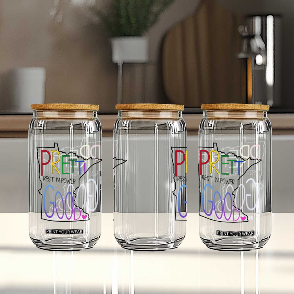 Pretti Good Minnesota Tribute Glass Can Rest in Power Rainbow Memorial TS02 Print Your Wear
