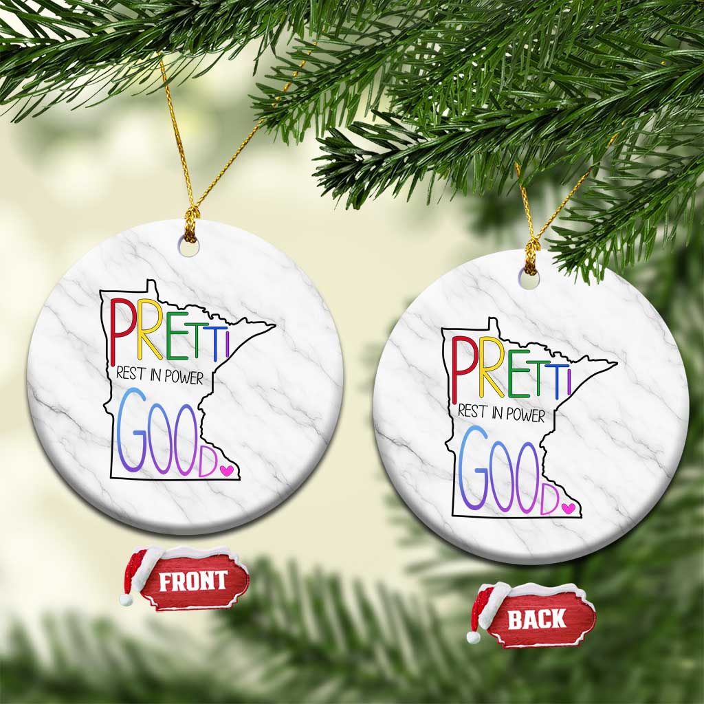 Pretti Good Minnesota Tribute Ceramic Ornament Rest in Power Rainbow Memorial TS02 1pc White Marble Print Your Wear