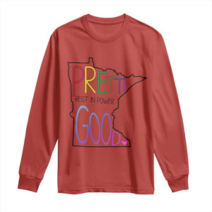 Pretti Good Minnesota Tribute Long Sleeve Shirt Rest in Power Rainbow Memorial TS02 Red Print Your Wear