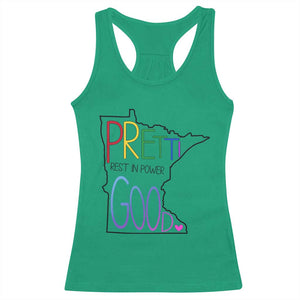 Pretti Good Minnesota Tribute Racerback Tank Top Rest in Power Rainbow Memorial TS02 Irish Green Print Your Wear