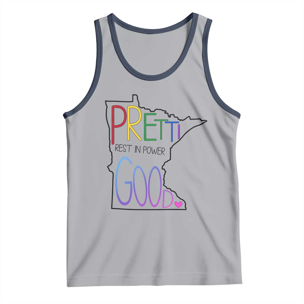 Pretti Good Minnesota Tribute Tank Top Rest in Power Rainbow Memorial TS02 Athletic Heather Navy Print Your Wear