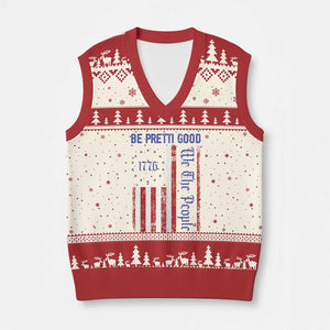 Be Pretti Good 1776 Flag V-Neck Knit Sweater Vest We The People Patriotic Protest TS02 Beige Red Print Your Wear