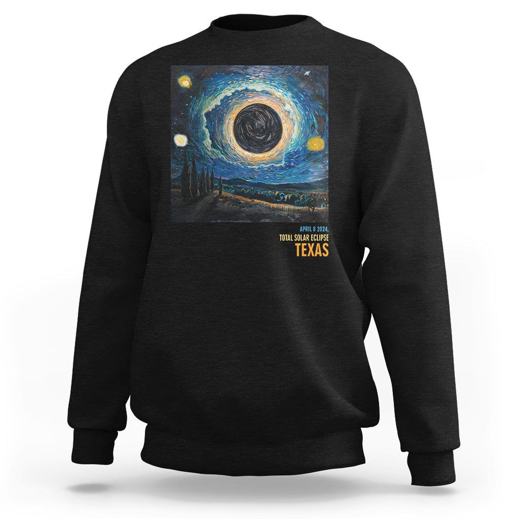 Total Solar Eclipse Sweatshirt April 8 2024 Starry Night Totality TS02 Black Printyourwear