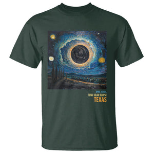 Total Solar Eclipse T Shirt April 8 2024 Starry Night Totality TS02 Dark Forest Green Printyourwear