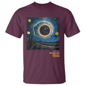Total Solar Eclipse T Shirt April 8 2024 Starry Night Totality TS02 Maroon Printyourwear