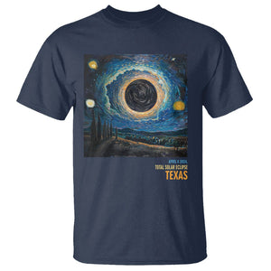 Total Solar Eclipse T Shirt April 8 2024 Starry Night Totality TS02 Navy Printyourwear