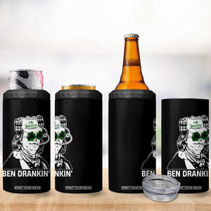 Funny St Patrick's Day Ben Dranking 4 in 1 Can Cooler Tumbler Benjamin Franklin Retro Saint Paddy's Day TS02 Print Your Wear