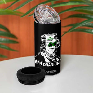 Funny St Patrick's Day Ben Dranking 4 in 1 Can Cooler Tumbler Benjamin Franklin Retro Saint Paddy's Day TS02 Print Your Wear