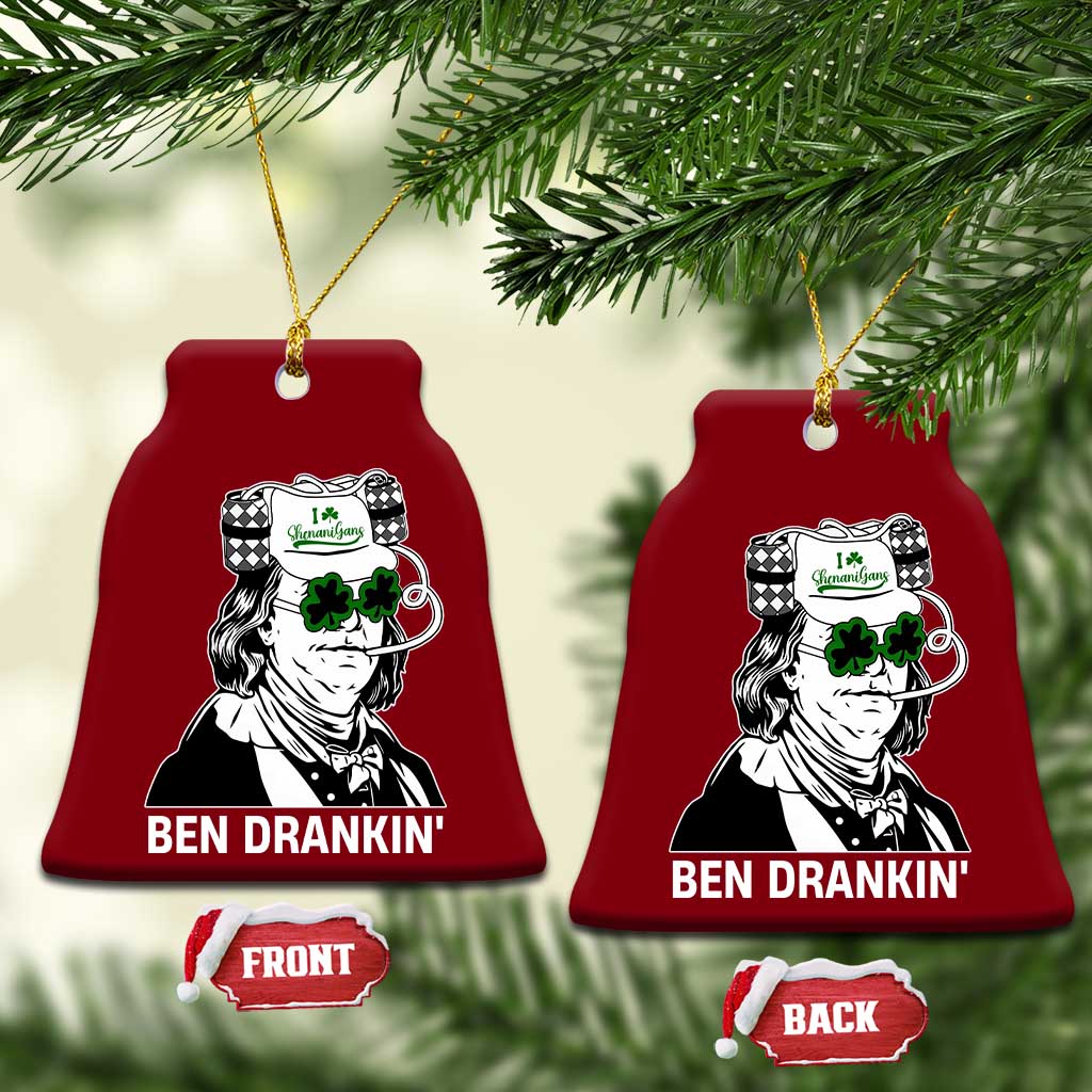 Funny St Patrick's Day Ben Dranking Ceramic Ornament Benjamin Franklin Retro Saint Paddy's Day TS02 Print Your Wear