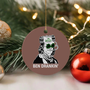 Funny St Patrick's Day Ben Dranking Ceramic Ornament Benjamin Franklin Retro Saint Paddy's Day TS02 1pc Mocha Print Your Wear
