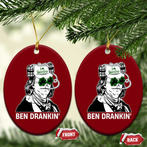 Funny St Patrick's Day Ben Dranking Ceramic Ornament Benjamin Franklin Retro Saint Paddy's Day TS02 Print Your Wear