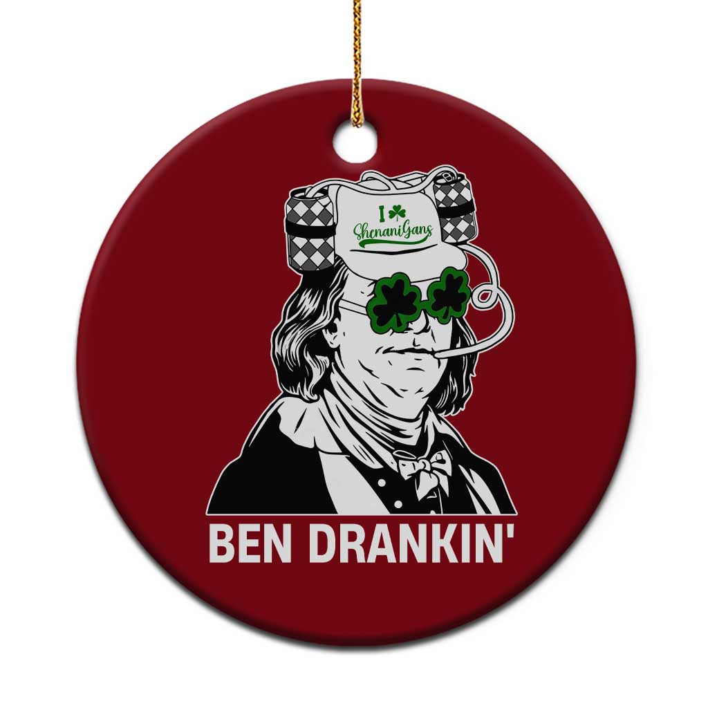Funny St Patrick's Day Ben Dranking Ceramic Ornament Benjamin Franklin Retro Saint Paddy's Day TS02 1pc Red Print Your Wear