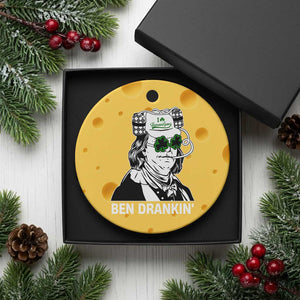 Funny St Patrick's Day Ben Dranking Ceramic Ornament Benjamin Franklin Retro Saint Paddy's Day TS02 1pc Yellow Cheese Print Your Wear