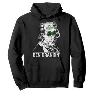Funny St Patrick's Day Ben Dranking Hoodie Benjamin Franklin Retro Saint Paddy's Day TS02 Black Print Your Wear