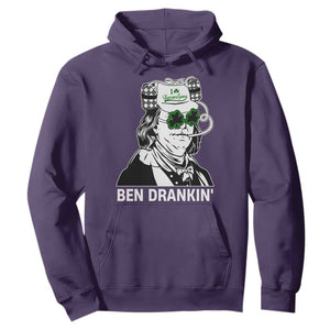 Funny St Patrick's Day Ben Dranking Hoodie Benjamin Franklin Retro Saint Paddy's Day TS02 Purple Print Your Wear