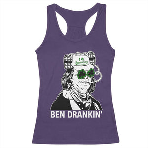 Funny St Patrick's Day Ben Dranking Racerback Tank Top Benjamin Franklin Retro Saint Paddy's Day TS02 Purple Print Your Wear