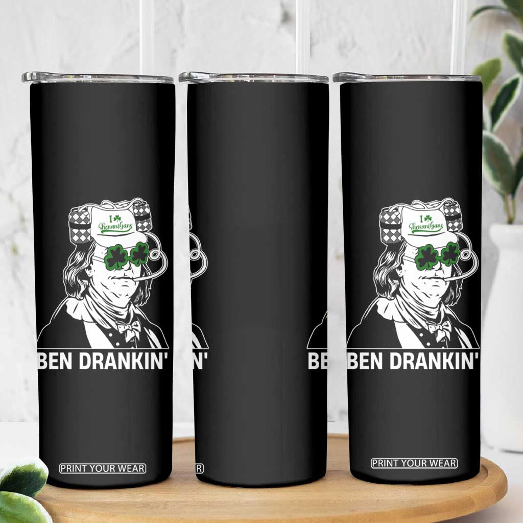 Funny St Patrick's Day Ben Dranking Skinny Tumbler Benjamin Franklin Retro Saint Paddy's Day TS02 Print Your Wear