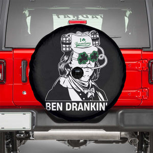 Funny St Patrick's Day Ben Dranking Spare Tire Cover Benjamin Franklin Retro Saint Paddy's Day TS02 Black Print Your Wear