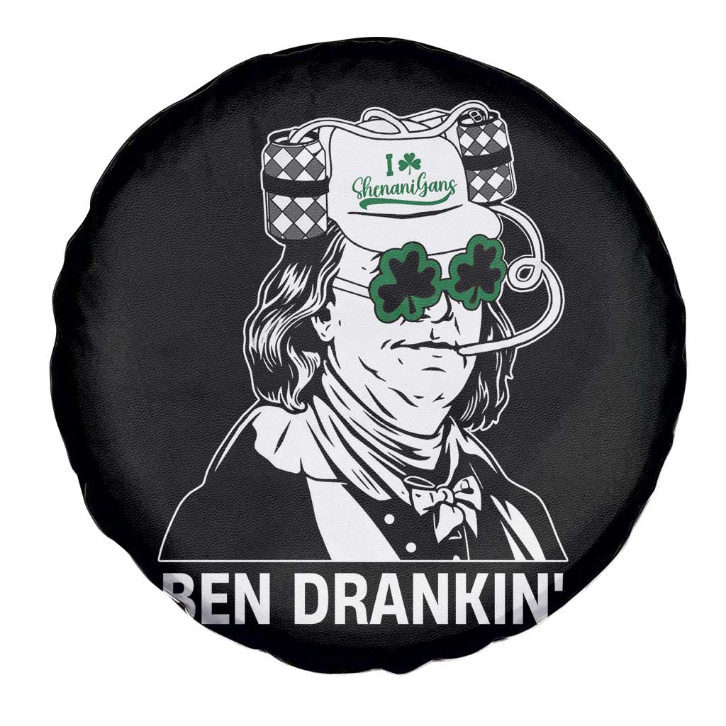 Funny St Patrick's Day Ben Dranking Spare Tire Cover Benjamin Franklin Retro Saint Paddy's Day TS02 Print Your Wear